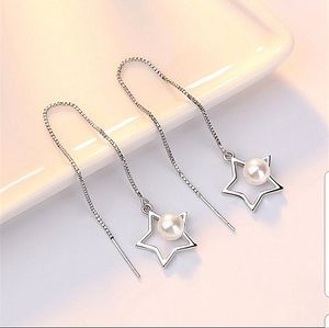 NWOT-Star  Pearl Tassel Threader Dangle Earrings